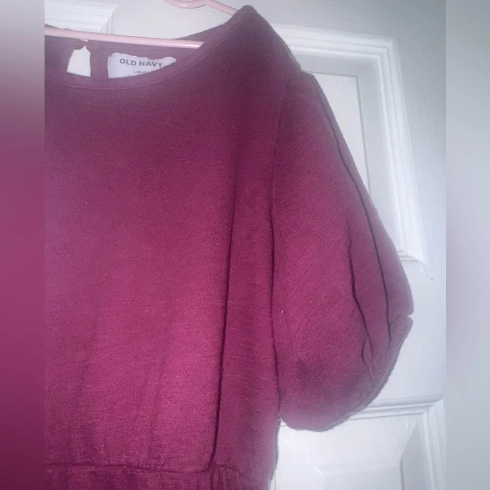 Old Navy Girls Burgundy Puff Sleeve Wide Leg Jumpsuit Size L 10/12